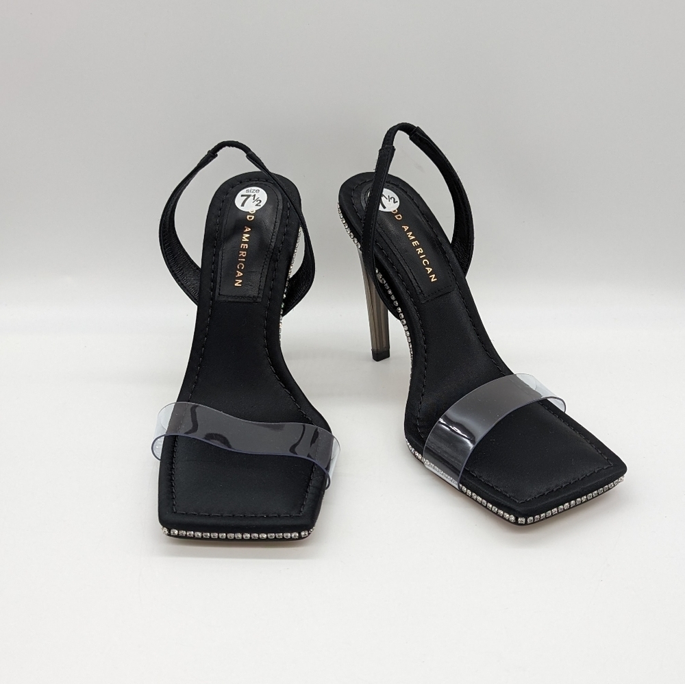Good American Women’s Open Square Toe Heels Black Shoes GA120KD-X Size 8.5